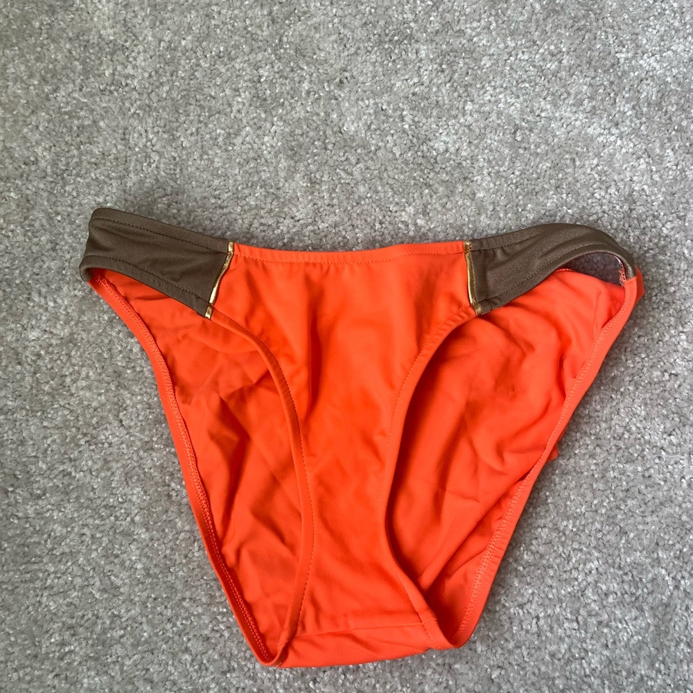 Orange and Brown Women's Swim Bottom